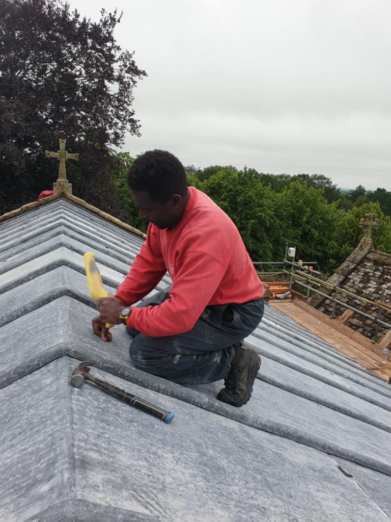 Michael Watson working on St Sampson's church