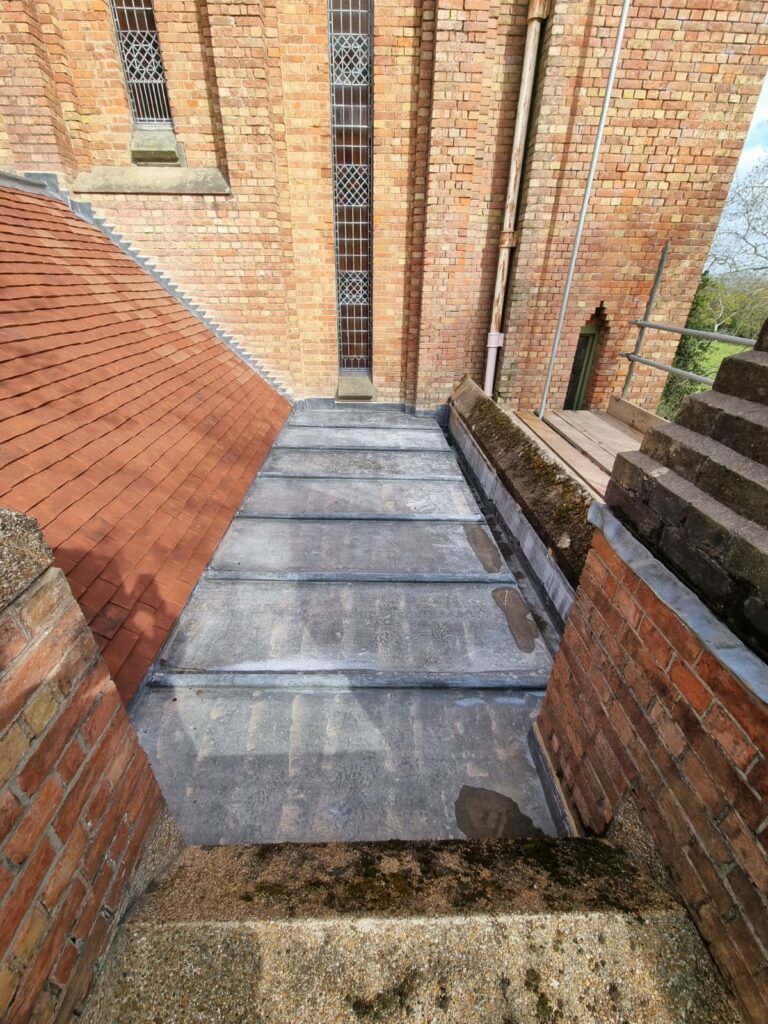 Quarr Abbey, lead flat roof