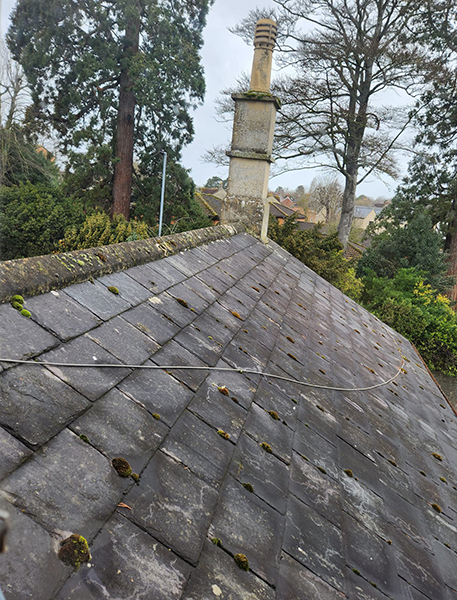 Natural slate roof before PV slates are fitted