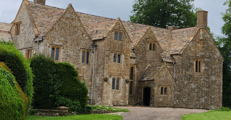Stone roof slates on manor house